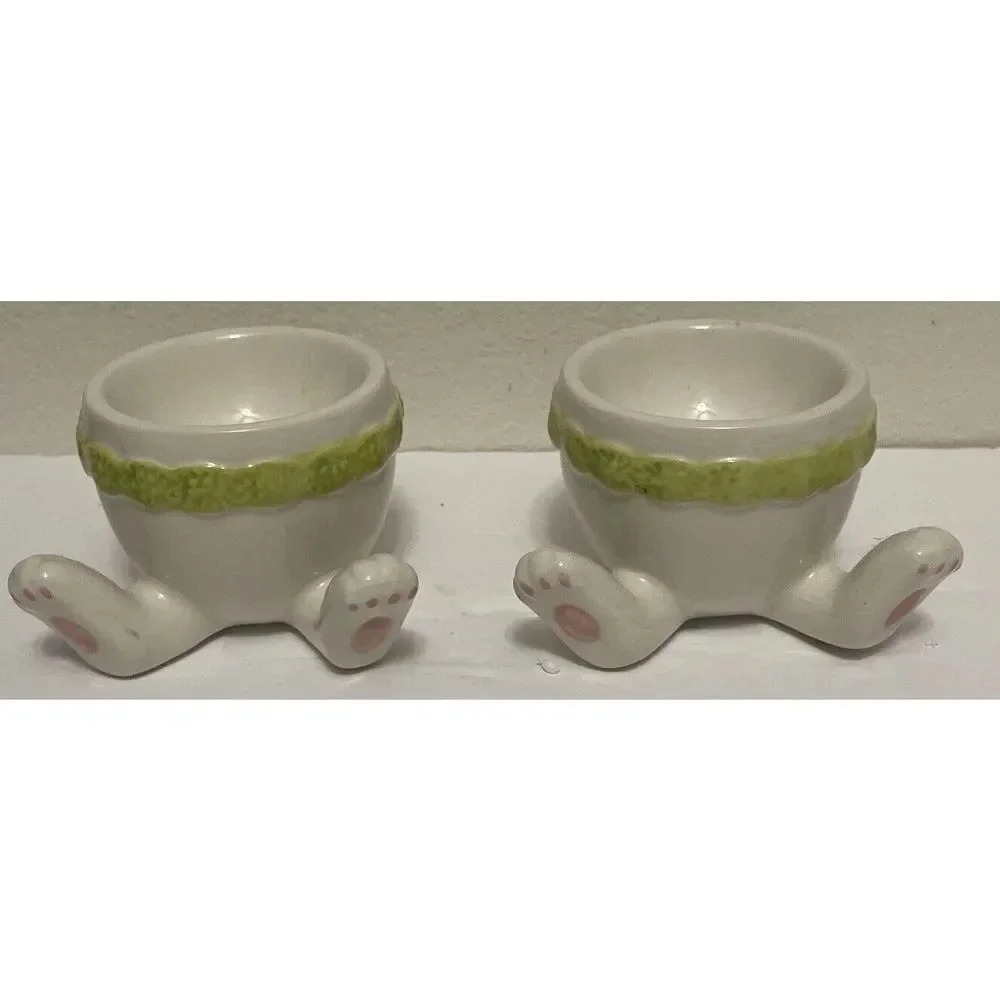 Easter Single Egg Holder s Bunny‎ Legs 2”High x 3 1/2”Wide 2 Piece Set